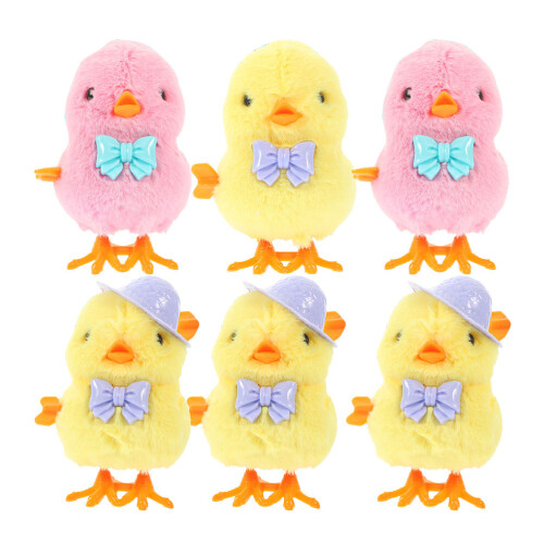 6 Stuks Easter Opwindkuiken Pluchen Speelgoed Eiermandje Vullers