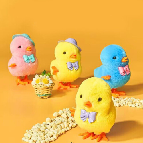 6 Stuks Easter Opwindkuiken Pluchen Speelgoed Eiermandje Vullers 2