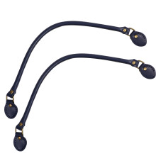 1 Paar 60 Cm Rundlederen Handtas Handvatten Donkerblauw