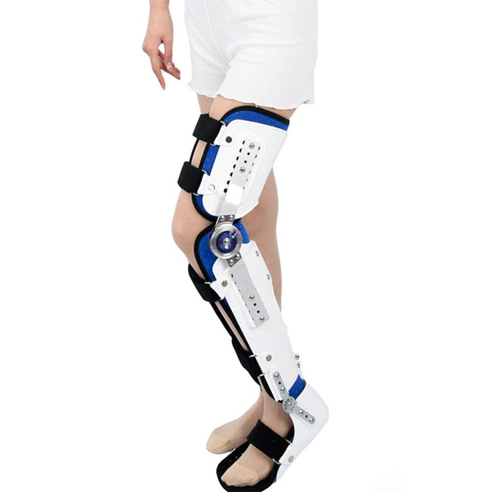 Knee Brace Adjustable Hinged Breathable Knee Ankle Orthosis Full Leg Stabilizer Knee Foot Support Splint