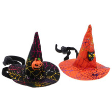2pcs Halloween Themed Pet Witch Hat Headdress Dog Cat Witch Hat Decors