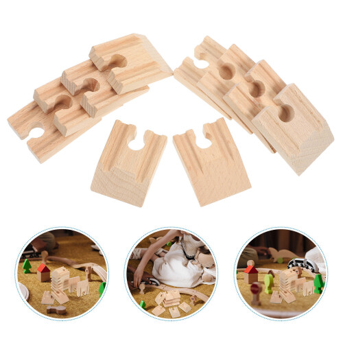 10Pcs Wood Concave Train Track Replacement Expansion Railway Tracks 2