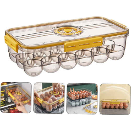 Fresh Egg Carton Timekeeping Function Large Capacity Egg Storage Box For Fridge Organization 1