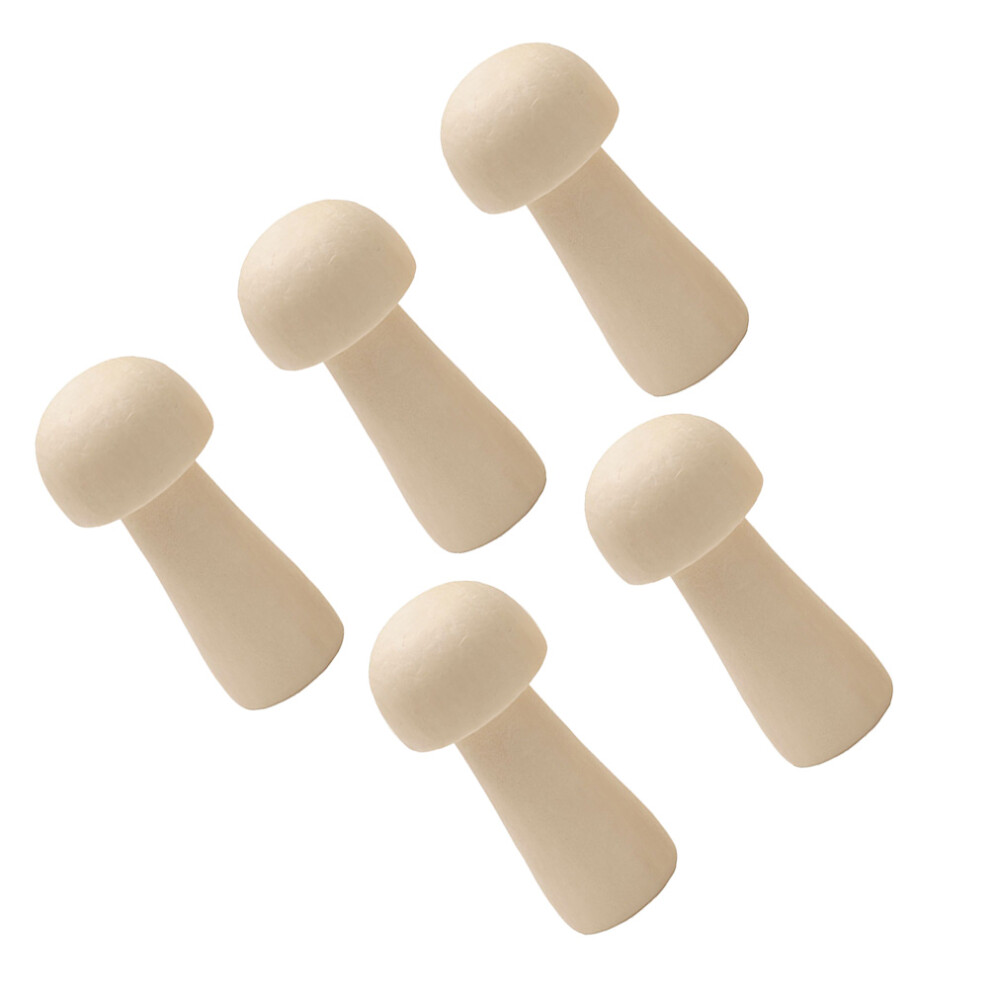 5 Sztuk Drewnianych OzdóB W Postaci GrzybóW Do RęCznego Malowania-image