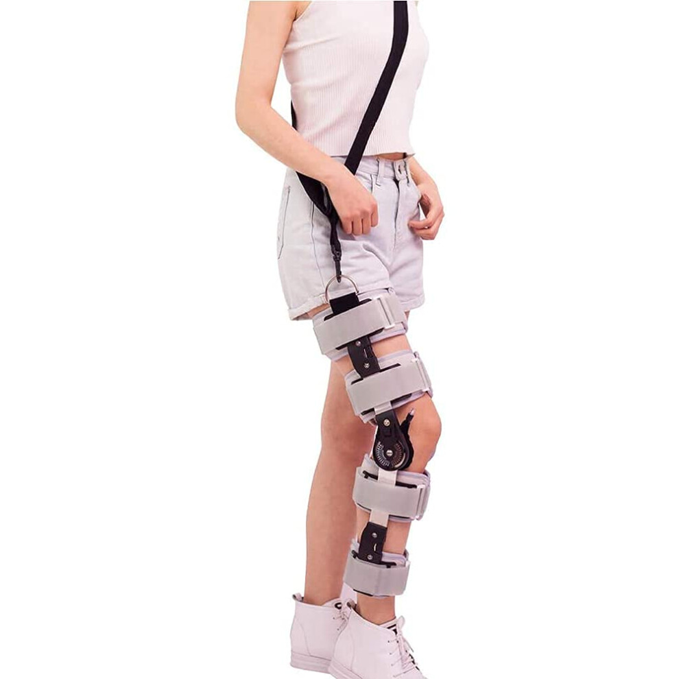 Hinged Knee Support Brace Orthopedic Post Op With Shoulder Strap Adjustable Joint Splint