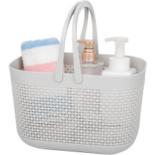 Elegant Plastic Organizer Storage, Rattan-Like Design For Aesthetic Appeal, Multipurpose Baskets With Handles For Easy Transport, Drainage Holes For H