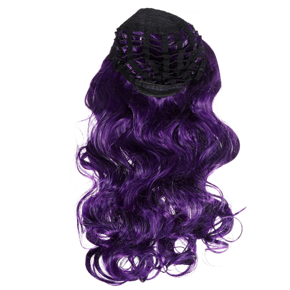 Solustre Unisex Black Long Wavy Synthetic Wig For Women With Middle Part Curly Ends