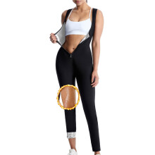 Sauna Suit For Women 3 In 1 Sweat Jumpsuit Slimming Tummy Control Workout Body Shaper Silver L