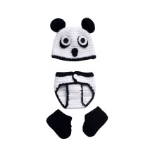 2Pcs Newborn Panda Crochet Baby Photo Props Knitted Costume