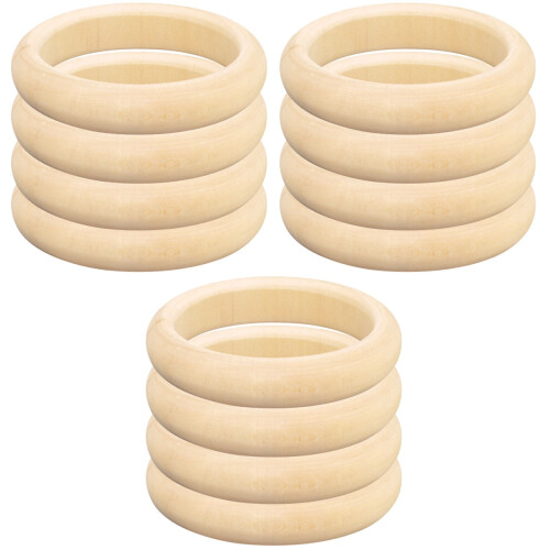 12 Unidades Pulseras De Madera Sin Acabar Para Bricolaje 2