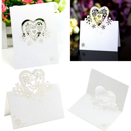 Pack Of 50 Heart Shape Table Setting Name Card Wedding Table-1 1