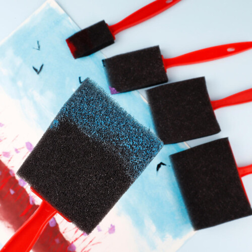 15Pcs Children'S Sponge Brushes Set With Plastic Handle 1