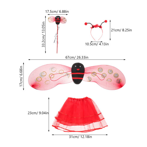 Set Costume Ladybug Con , Cerchietto, Gonna Tutu E Bacchetta 2