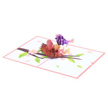 Beautiful Bird Nest with Birds Foldable Paper Card for Birthday