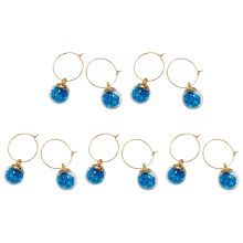 10Pcs Wine Glass Charm with Rings Drink Markers-Peacock Blue
