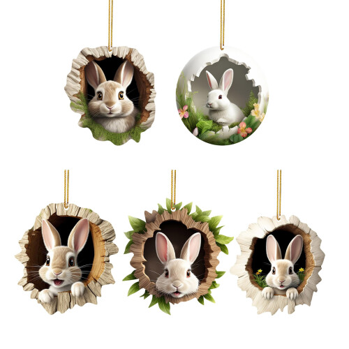 Practical Colorful Easters Rabbit Ornament Tree Hanging-Style A 1