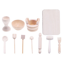 Miniature Wooden Baking Tools Set For Doll House Kitchen Props