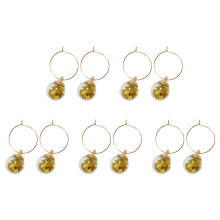 10Pcs Wine Glass Charm with Rings Wine Themed Goblet Drink-Gold