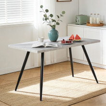 White Marble Effect Dining Table Metal Legs 120cm