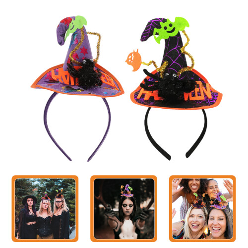 2Pcs Halloween Witch Hat Headbands Party Costume Accessory 2