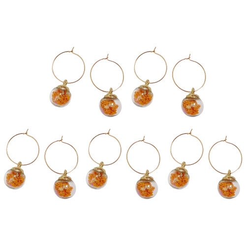 10Pcs Wine Glass Charm Rings Goblet Drink Markers Label-Orange
