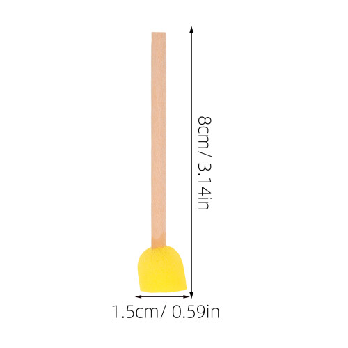 100Pcs 0.6" Round Sponge Paint Brushes With Wood Handle For Diy Crafts 2