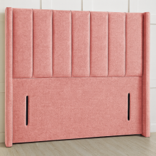 (Pink , 4ft) 54" Winged Panel Headboard for Divan Bed Plush Velvet Floor Standing Headboard