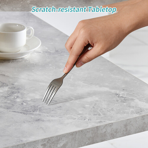 AINPECCA White Marble Effect Dining Table Metal Legs 120cm 2