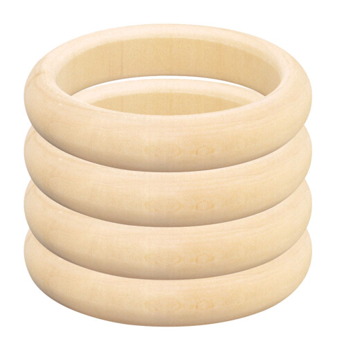 4Pcs Diy Wood Bangles Smooth Unfinished Bracelets Circles 2