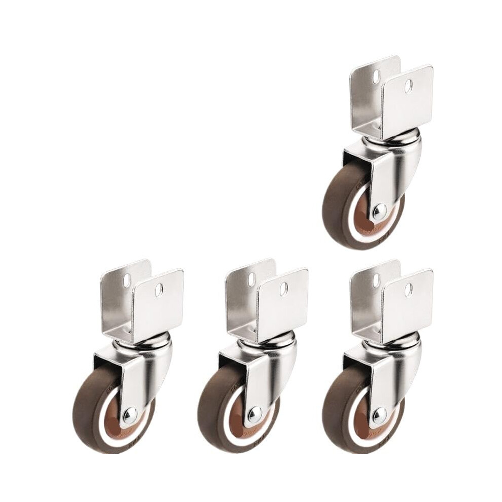 Silent 2Inch Ushaped Plywood Soft Rubber Furniture Swivel Caster, 22Mma, 4Piece Lot, Compatible With Wooden Furniture 9067246132873