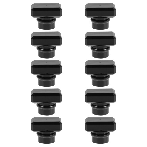30 Pcs Press On Perfume Bottle Cap - Black Square Plastic Lid 15mm OD