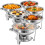 6 Pack 5QT Round Chafing Dish with Glass Lid 1
