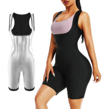 Sauna Suits for Women Weight Loss 3In1 Sauna Jumpsuit Waist Trainer Vest Body Shaper Sweat Suit Slimming Size S Silver
