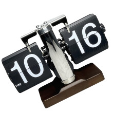 Mechanical Digital Turn Page Clock with Wood Base for Safe-B