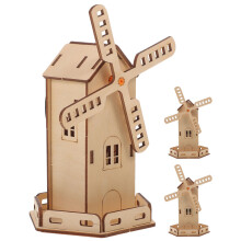 3Stk Solarbetriebenes Holz Bastelkit Stem Spielzeug