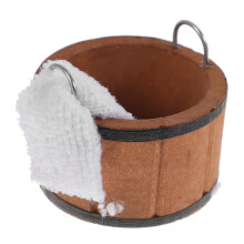 3Sets Brown Mini Wood Bucket Towel Doll House Bathroom Scene Prop