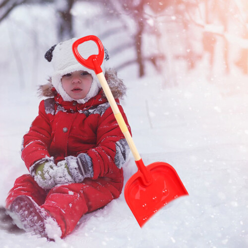 Kinder Schneeschippe Holz Mit Kunststoff D-Griff Für Winterspiele 2