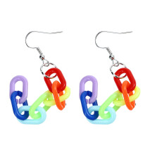 1 Paar Ohrringe Mit Acrylkette Anhänger Regenbogenfarben Für Frauen