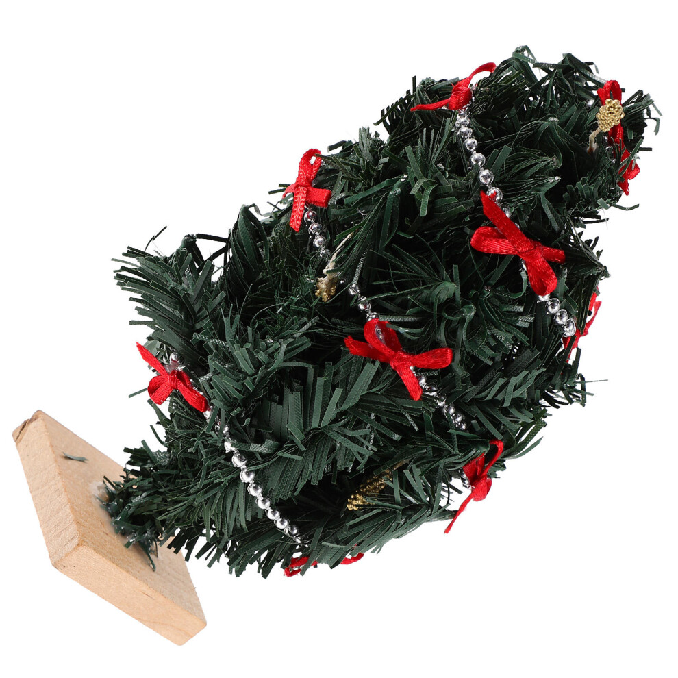 3 Sztuki Mini Choinka Z Drewnianą Podstawą Dekoracja Do Domku Lalek-image