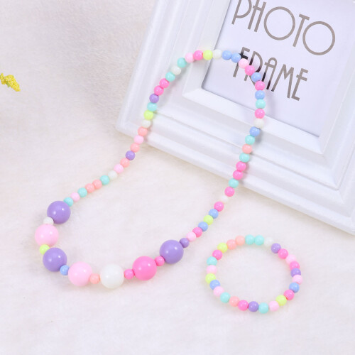 Candyfärgad Halsband Armband Blommönster För Barn (Pärlor) 1