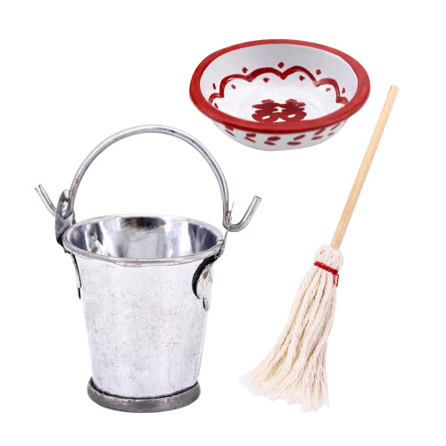 Conjunto Balde De Para Casa De Bonecas Retro Crianças 2