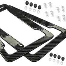 Moldura para placa de carro com acabamento brilhante elegante e textura diferenciada, kit de montagem resistente às intempéries, placa protetora