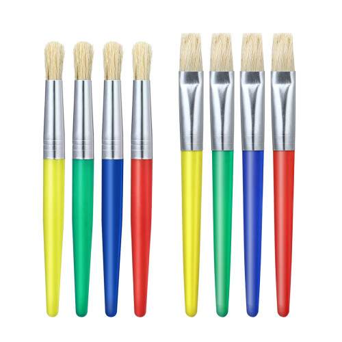 8Pcs Pincéis Pintura Infantil Cabeça E Redonda