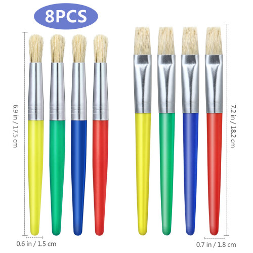 8Pcs Pincéis Pintura Infantil Cabeça E Redonda 1