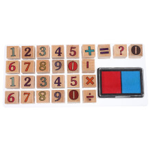 3 Sets Wooden Number Stamp Toy Educational Creative Plaything For Kids