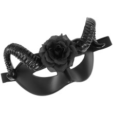 Halloween Halbmaske Mit Widderhörnern Und Blumen Für Damen Und Herren