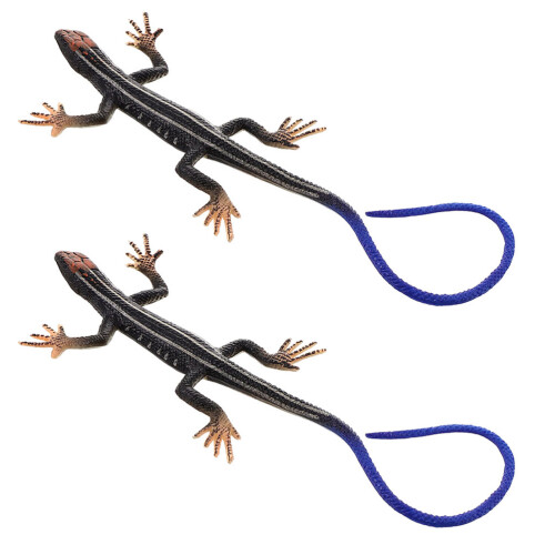 2 Peças De Lagarto Plástico Decoração Brinquedo