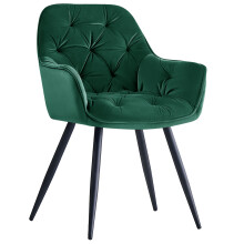 Set of 1 Dining Chair Velvet Padded Seat Green