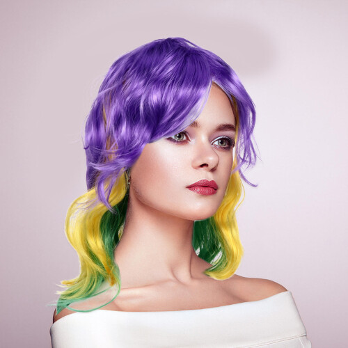 1 Perucas Cacheadas Femininas Três Cores Com 2