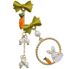 1Pair Colorful Bunny Pearl Earrings Dangle Drop Pendant for Women
